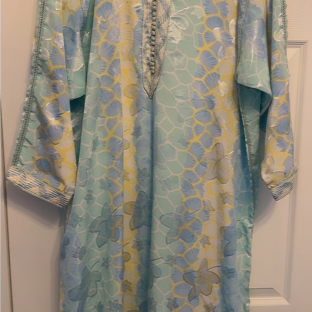 Elegant Blue and Yellow Floral Dress
